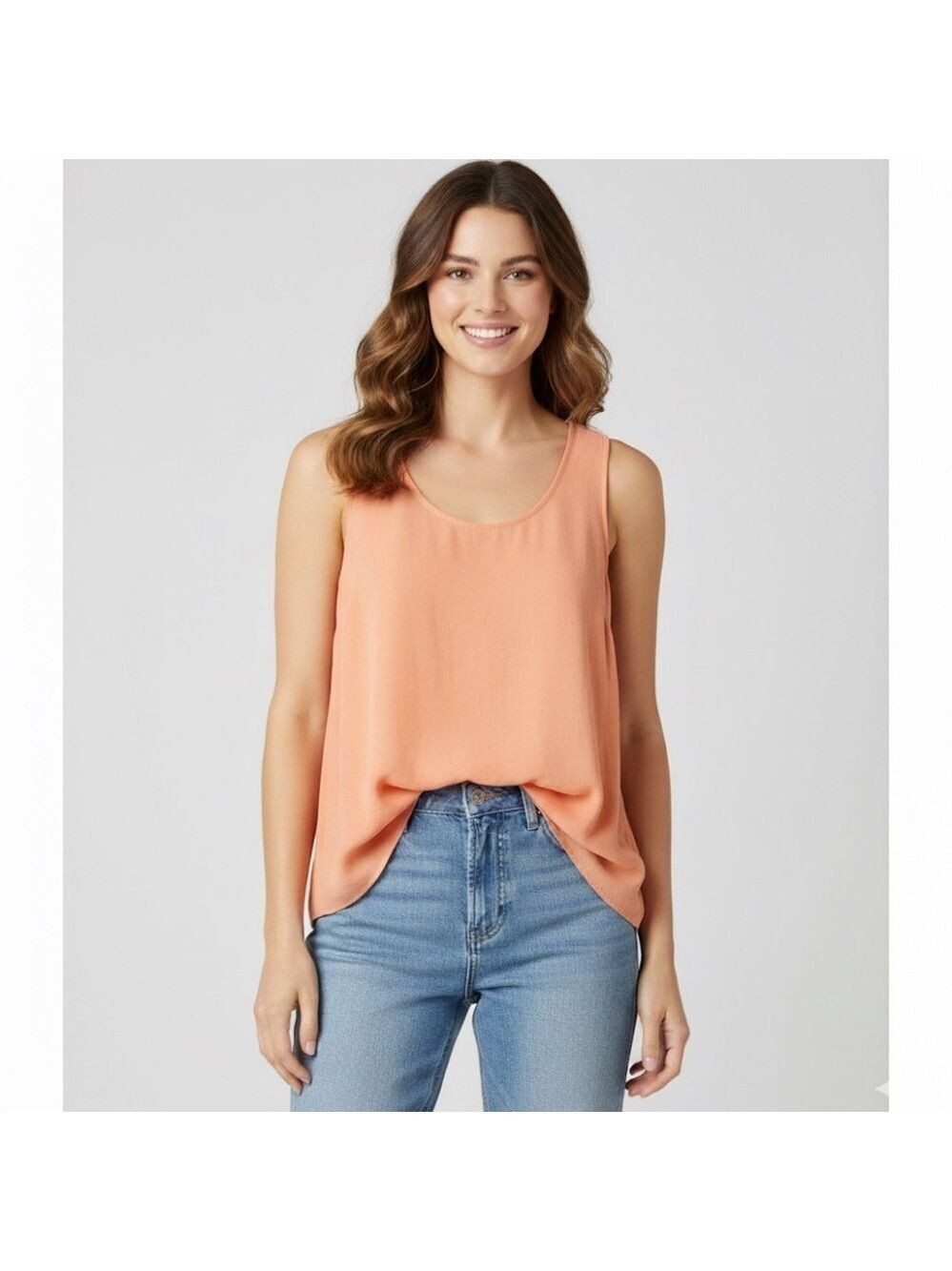 Mossimo Orange Peach Tank Top Flowy Lightweight Sleeveless Blouse Medium